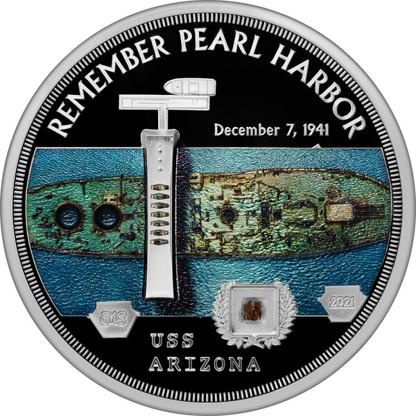 Pièce de monnaie en Argent 25 Dollars g 155.5 (5 oz) Millésime 2021 USS Arizona USS ARIZONA