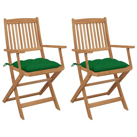 vidaXL Chaises pliables de jardin 2 Pièces avec coussins Bois d'acacia