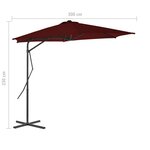 vidaXL Parasol d'extérieur avec mât en acier Rouge bordeaux 300x230 cm