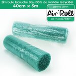 Lot de 6 rouleaux de film bulle d'air recycle largeur 40 cm x longueur 5 mètres - gamme air'roll green de la marque enveloppebulle