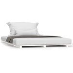 vidaXL Cadre de lit Blanc 135x190 cm Bois de pin massif