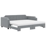 vidaXL Lit de jour avec gigogne et matelas gris clair 90x190 cm tissu