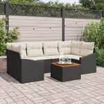 vidaXL Ensemble de 7 pièces de canapés de jardin avec coussins noir poly rattan acacia