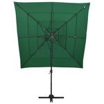 vidaXL Parasol à 4 niveaux avec mât en aluminium Vert 250x250 cm