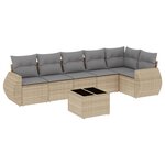 vidaXL Salon de jardin avec coussins 7 Pièces beige résine tressée