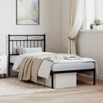 vidaXL Cadre de lit métal sans matelas avec tête de lit noir 90x200 cm