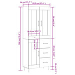 vidaXL Buffet haut Sonoma gris 69 5x34x180 cm Bois d'ingénierie