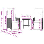 vidaXL Chaises inclinables de jardin lot de 2 et table résine tressée