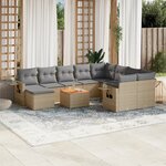 vidaXL Salon de jardin et coussins 11 Pièces mélange beige résine tressée