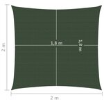 vidaXL Voile d'ombrage 160 g/m² Vert foncé 2x2 m PEHD