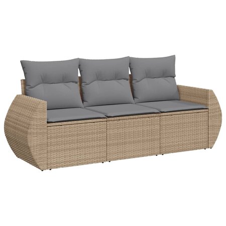 vidaXL Salon de jardin avec coussins 3 Pièces beige résine tressée