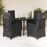 vidaXL Ensemble à manger de jardin coussins 5Pièces Noir Résine tressée