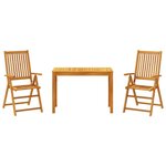 vidaXL Ensemble à manger de jardin 3 Pièces Bois d'acacia solide