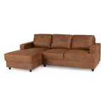 Canapé d'angle gauche 4 places contemporain - Tissu Marron vintage 215 x 140 cm