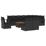 vidaXL Salon de jardin 11 Pièces avec coussins noir résine tressée