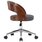 Chaise fauteuil siège pivotante de bureau informatique étude bois courbé et tissu gris 02_0024107