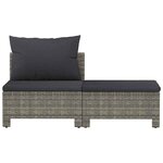 vidaXL Salon de jardin 2 Pièces avec coussins Gris Résine tressée