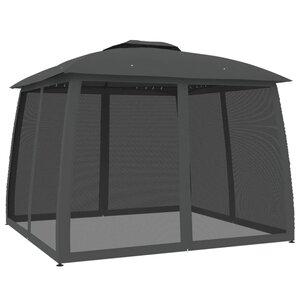 vidaXL Tonnelle avec double toit et parois en filet anthracite acier