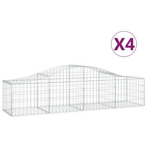 vidaXL Paniers à gabions arqués 4 Pièces 200x50x40/60 cm fer galvanisé