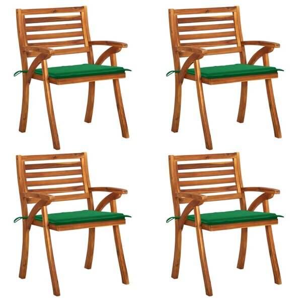 vidaXL Chaises de jardin avec coussins lot de 4 Bois de teck solide