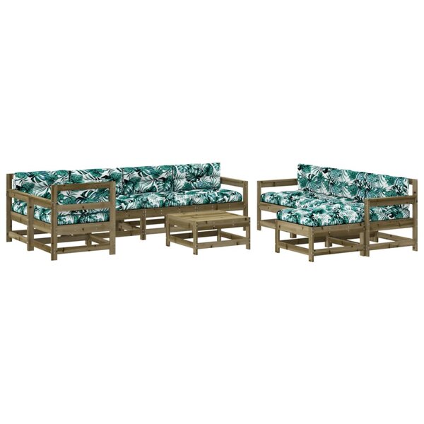 vidaXL Salon de jardin 10 Pièces avec coussins bois de pin imprégné