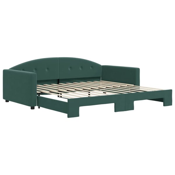 vidaXL Lit de jour avec lit gigogne vert foncé 100x200 cm velours