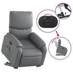 vidaXL Fauteuil inclinable de massage Gris Similicuir