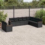 vidaXL Salon de jardin 10 Pièces avec coussins noir résine tressée