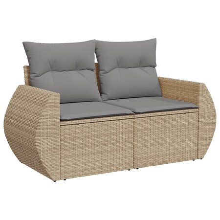 vidaXL Canapé de jardin avec coussins 2 places beige résine tressée