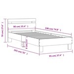 vidaXL Cadre de lit tête de lit et lumières LED chêne fumé 90x190 cm