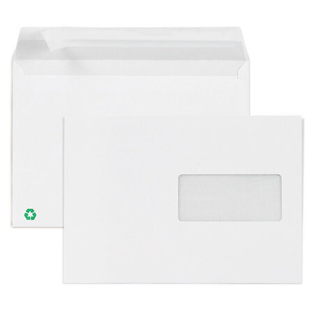 Lot de 500: enveloppe commerciale blanche recyclée auto-adhésive avec  fenêtre 80g/m² la couronne 162x229 mm - La Poste
