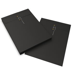 Lot de 10 enveloppes à soufflets à rondelle et ficelle noir 324x229