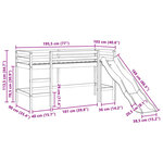 vidaXL Lit mezzanine enfants et tunnel blanc/noir 90x190 cm pin massif