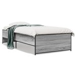 vidaXL Cadre de lit sonoma gris 90x190 cm bois d'ingénierie et métal