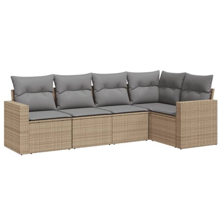 vidaXL Salon de jardin avec coussins 5 Pièces beige résine tressée