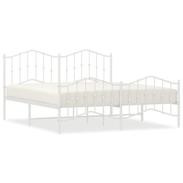 vidaXL Cadre de lit métal avec tête de lit/pied de lit blanc 160x200cm