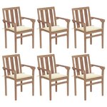 vidaXL Chaises de jardin empilables avec coussins lot de 6 Teck solide