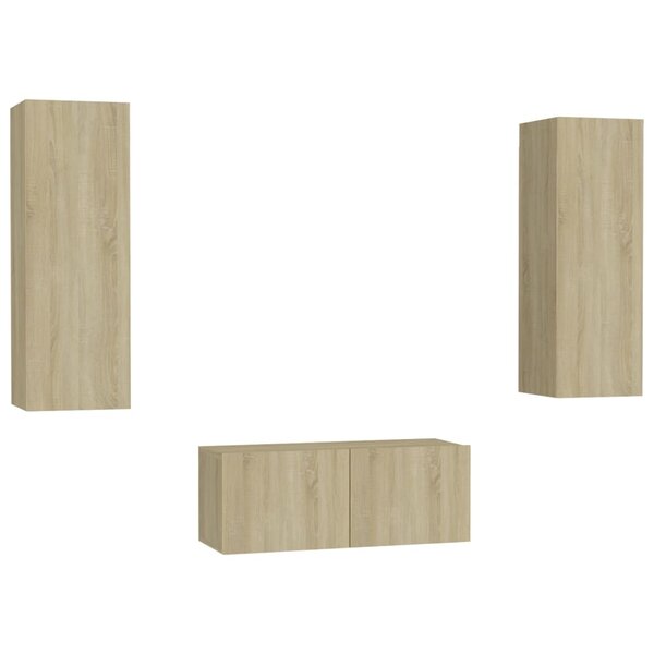 vidaXL Ensemble de meubles TV 3 Pièces Chêne sonoma Bois d'ingénierie