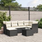 vidaXL Salon de jardin 7 Pièces avec coussins noir résine tressée