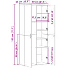 vidaXL Buffet haut gris béton 80x35x180 cm bois d'ingénierie
