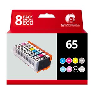 Pack compatible Canon CLI-65 8 Cartouches