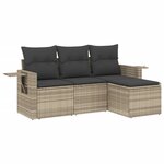 vidaXL Salon de jardin 4 Pièces avec coussins gris clair résine tressée