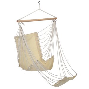 HI Chaise hamac avec repose-pieds Beige Toile de coton