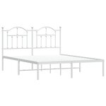 vidaXL Cadre de lit métal avec tête de lit blanc 135x190 cm