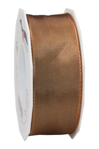 Ruban de soie acetat laitonné lyon 25-m-rouleau 40 mm ocre jaune