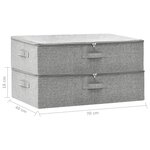 vidaXL Boîtes de rangement 2 Pièces Tissu 70x40x18 cm Gris