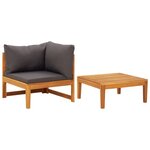 vidaXL Salon de jardin 2 Pièces avec coussins gris foncé Bois d'acacia