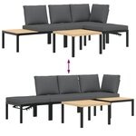 vidaXL Salon de jardin 4 Pièces avec coussins noir aluminium