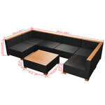 vidaXL Salon de jardin 9 Pièces avec coussins Résine tressée Noir