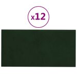 vidaXL Panneaux muraux 12 Pièces Vert foncé 60x30 cm Velours 2 16 m²